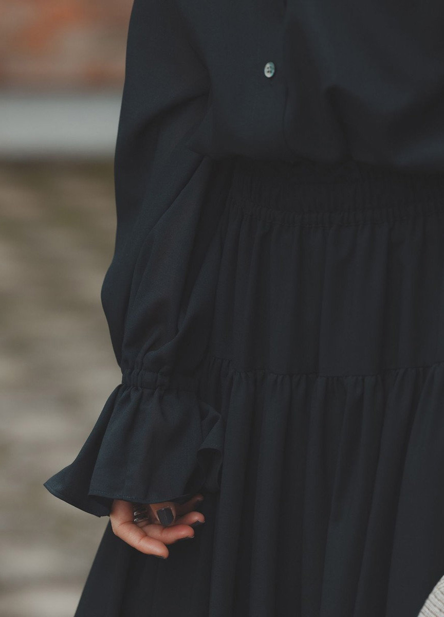 雙層抓褶蛋糕長裙